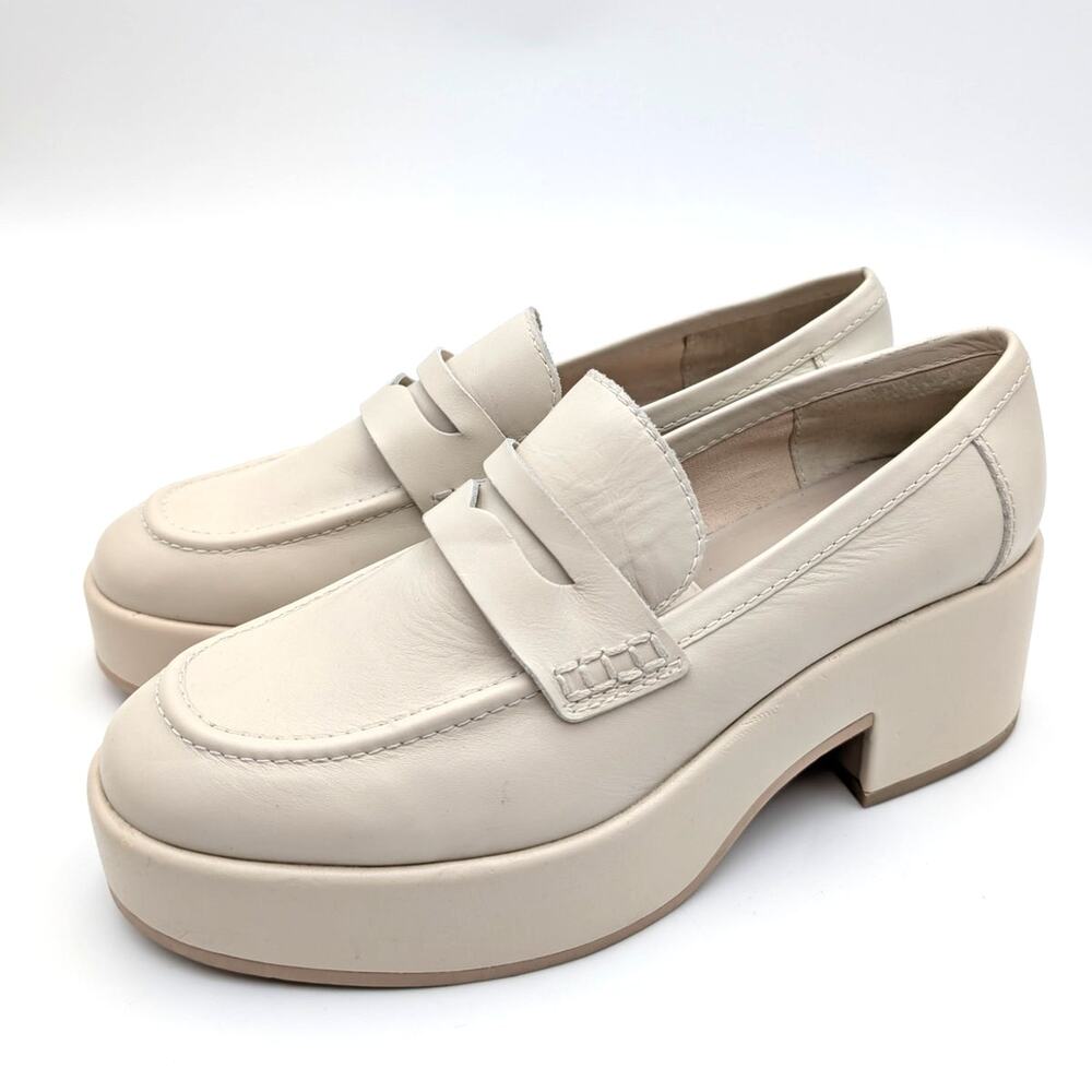Dolce Vita Yanni Platform Loafer Shoes Round Toe Women's Ivory Size US8 EU38.5